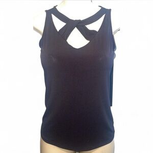 New York & Company Seventh Avenue Black Criss-Cross V-Neck Sleeveless Top  XS